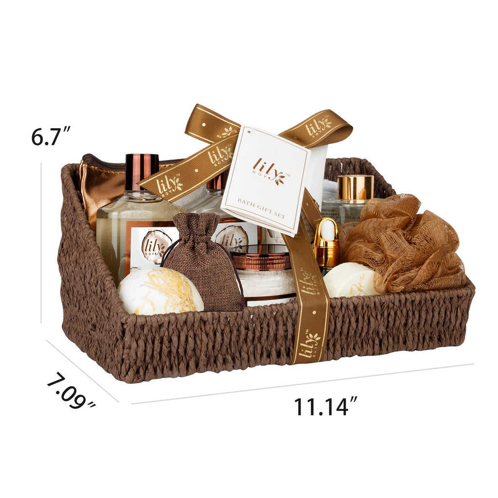 Coconut Vanilla Spa Gift Set, Complete Spa Gift Baskets for Women & Men