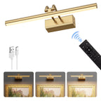 13.8'' Battery Operated Picture Light for Wall, 4000mAh Cordless Wall Lamp for Painting Photo Artwork , Remote Control, Magnetic for Easy to Charge,Timers, Display for Gallery Living Room Bedroom Gold