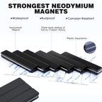 MIKEDE 20 Pack Strong Neodymium Magnets with Double-Sided Adhesive, Black Magnet for Science Experiments STEM Projects,Kitchen, DIY, Tool Storage - 60 x 10 x 3 mm Black