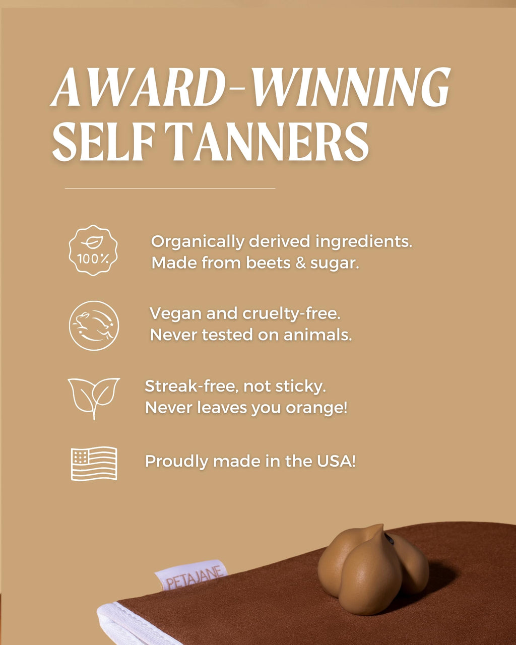 Dark Tanning Mousse 7oz - Made in the USA - Streak-Free, Lightweight, Non-Sticky, Fast-Absorbing, Vegan, Sunless Tanner for All Skin Types