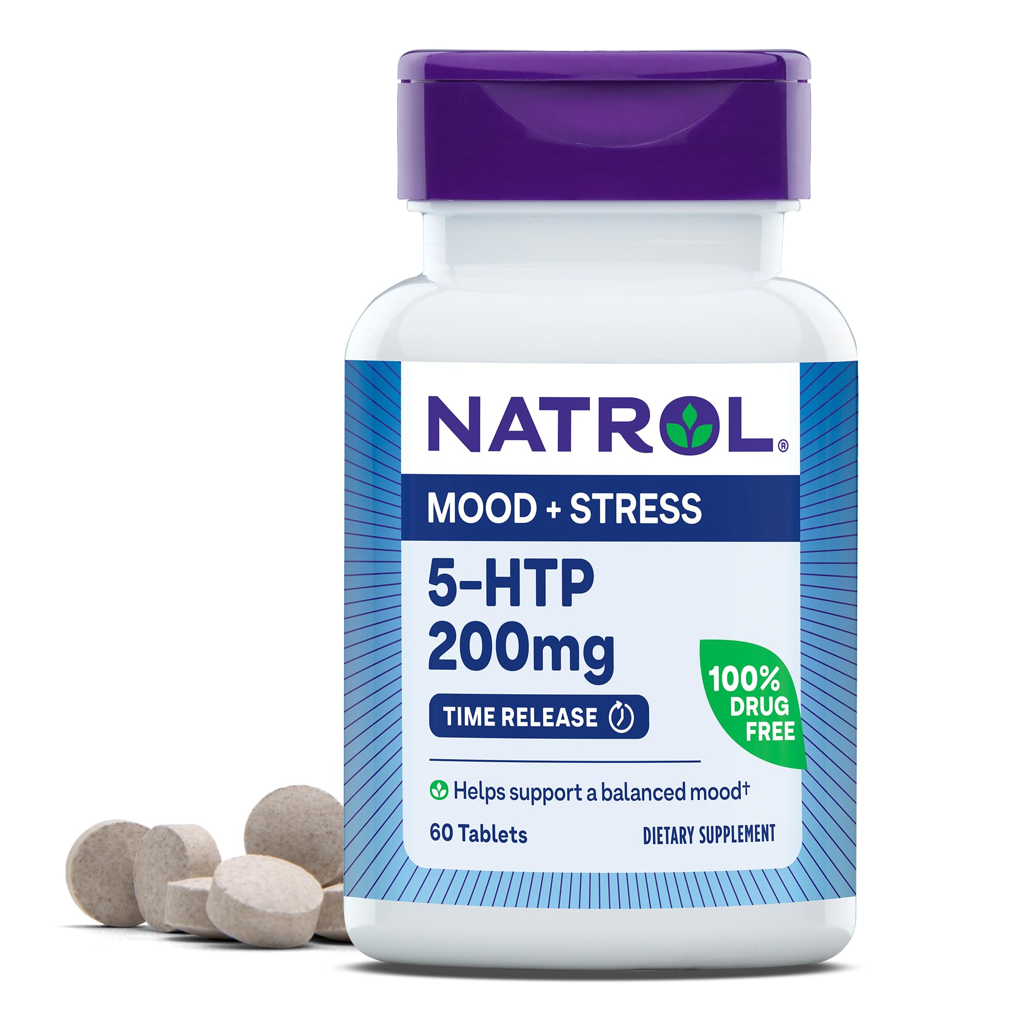 Natrol 5-HTP 200mg Dietary Supplement to Support a Balanced Mood, 60 Time Release Tablets, 60 Day Supply