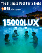 2026 Upgrade Solar Pool Lights Only for Inground Pool & Steel Wall Above Ground Pool, IP68 Waterproof, 17 Lighting, 6800mAh, Underwater Submersible Pool Lights with Remote, for Pool Party(1 Pack)