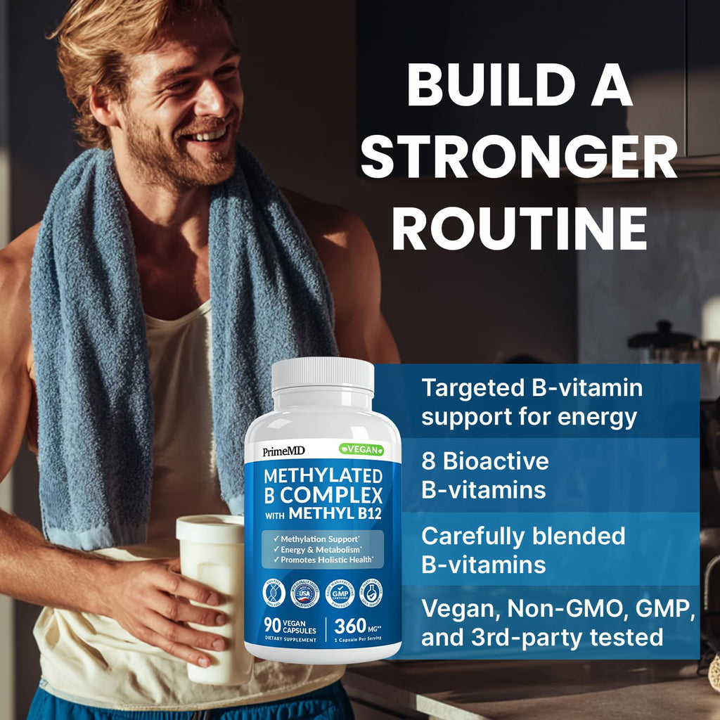 Methylated B Complex with Methylfolate and B12 Methylcobalamin 1000 mcg - Methylated Multivitamin for Energy, Brain Function, and Wellness - Vitamin B Complex for Men & Women (90 Servings) (Pack of 1)