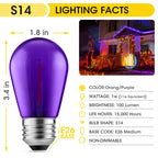 Meconard 24 Pack S14 Purple and Orange Light Bulbs for Halloween Decoration