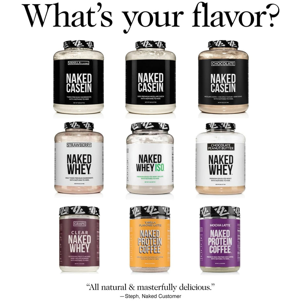 NAKED Casein - 100% Micellar Casein Protein - Only 1 Ingredient, Zero Carb, NSF Certified, GMO-Free, Gluten Free, Soy Free, Preservative Free - 30 Servings