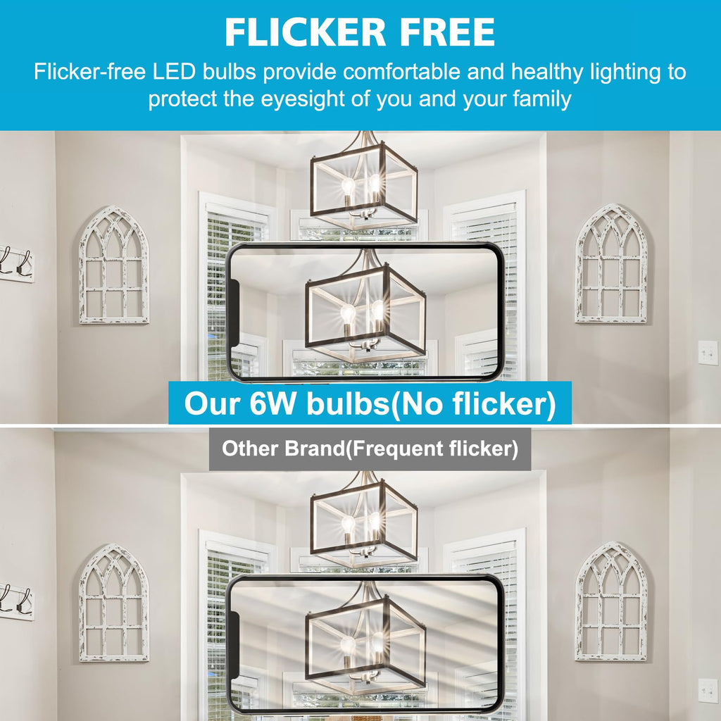 Ascher 60 Watt Equivalent, E26 LED Filament Light Bulbs, Daylight White 4000K, Non-Dimmable, Classic Clear Glass, A19 LED Light Bulb with 80 CRI, Pack of 6
