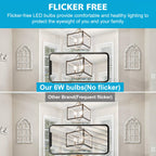 Ascher 60 Watt Equivalent, E26 LED Filament Light Bulbs, Daylight White 4000K, Non-Dimmable, Classic Clear Glass, A19 LED Light Bulb with 80 CRI, Pack of 6