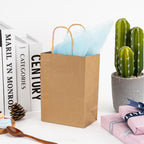 RACETOP Small Brown Kraft Paper Bags 100 Pack 5.8x3.2x8.25 in with Handles