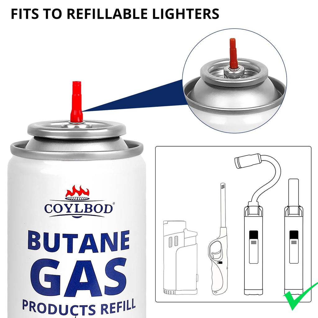 CoYlBod Butane Refill, Premium Butane Fuel 115 ml, 99.99% Pure Butane Lighter Refill for Torch Lighter (2 Can)