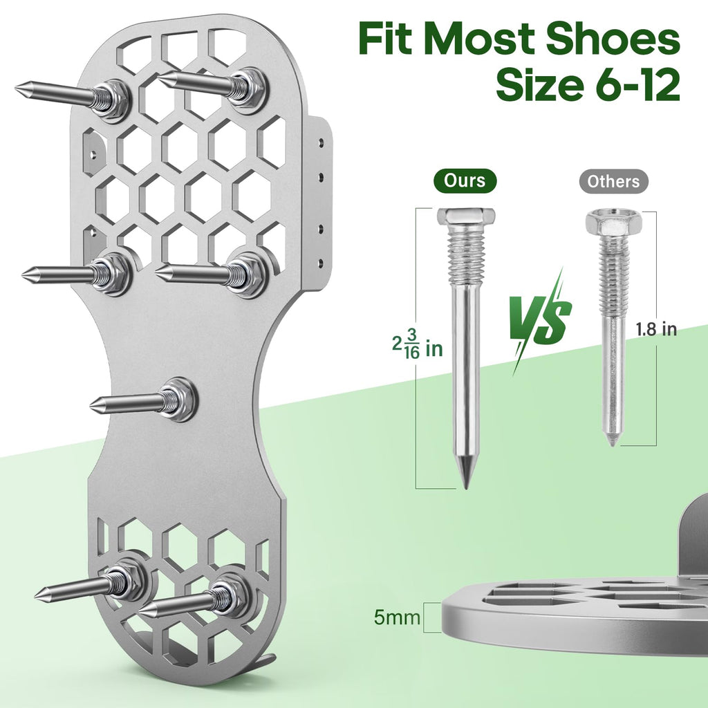 Aerator Shoes, Lawn Aerator Shoes for Grass with 5mm Metal Sole, Aeration Shoes for Lawn with Adjustable Straps, Fully Assembled Aerating Shoes for Lawn with Bend-Resistant Spikes - Black