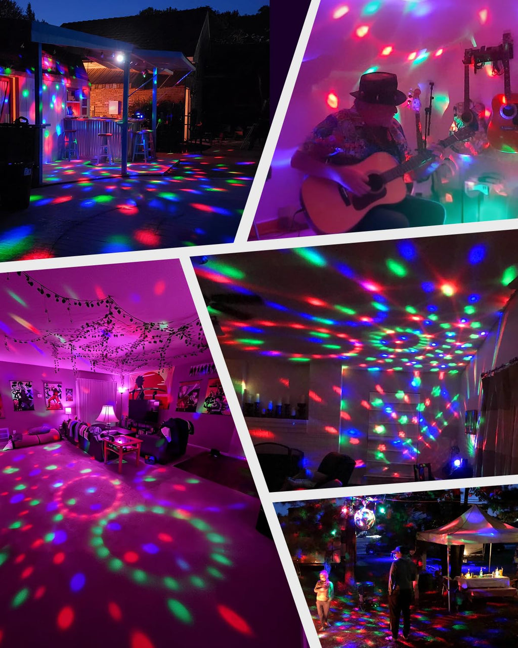 Luditek 2-Pack Portable Sound Activated Party Lights Indoor, Battery Powered/USB Dj Disco Ball Strobe Lights for Car Room, Adults Gifts, New Years Eve Party Supplies 2025 Christmas Decorations