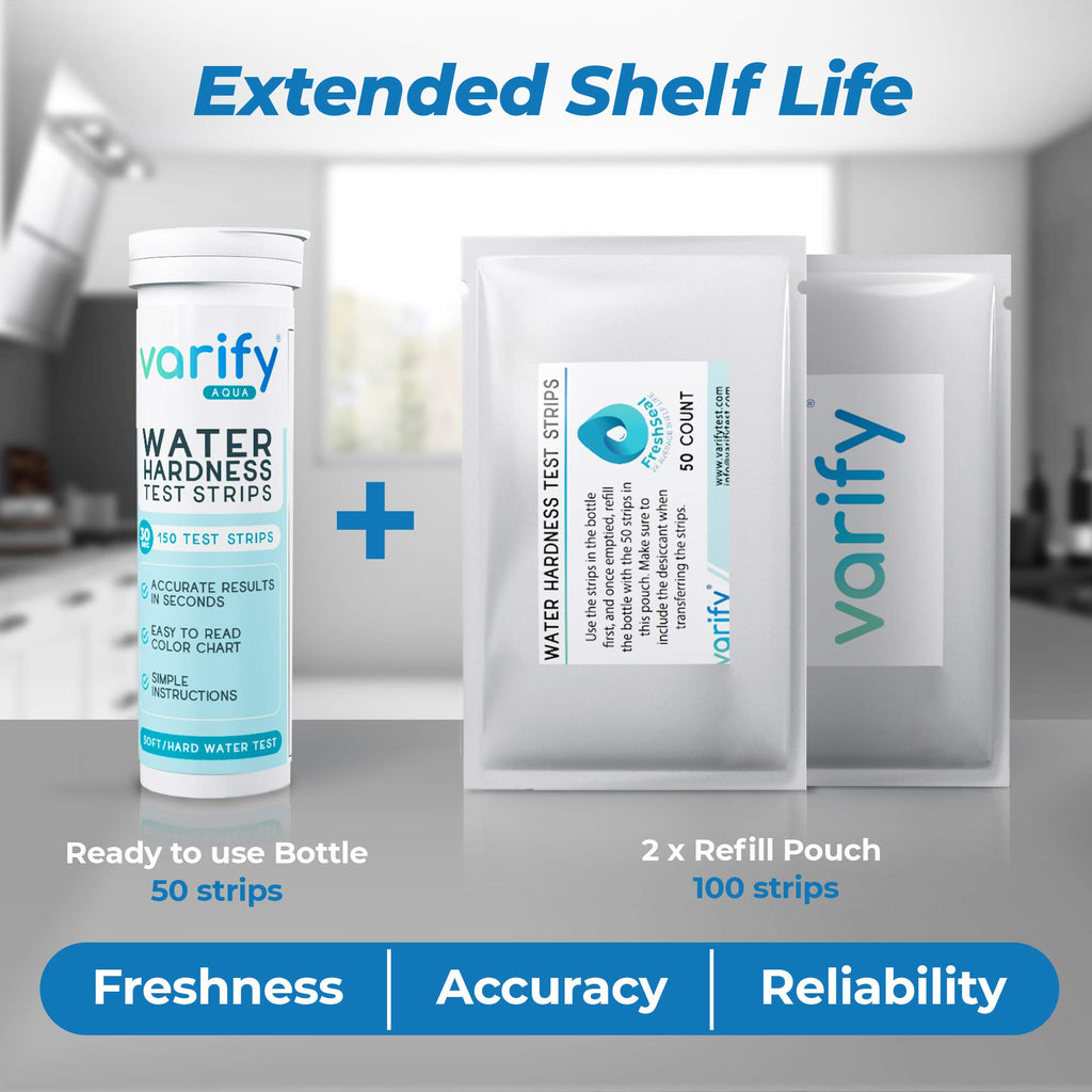 Varify Water Hardness Test Kit - Hard Water Test Strips for Well & Home