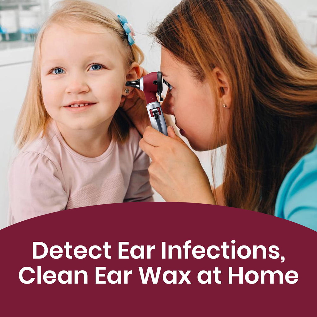 Zyrev ZetaLife Otoscope - Ear Scope with Light, Ear Infection Detector, Pocket Size (Maroon Color)