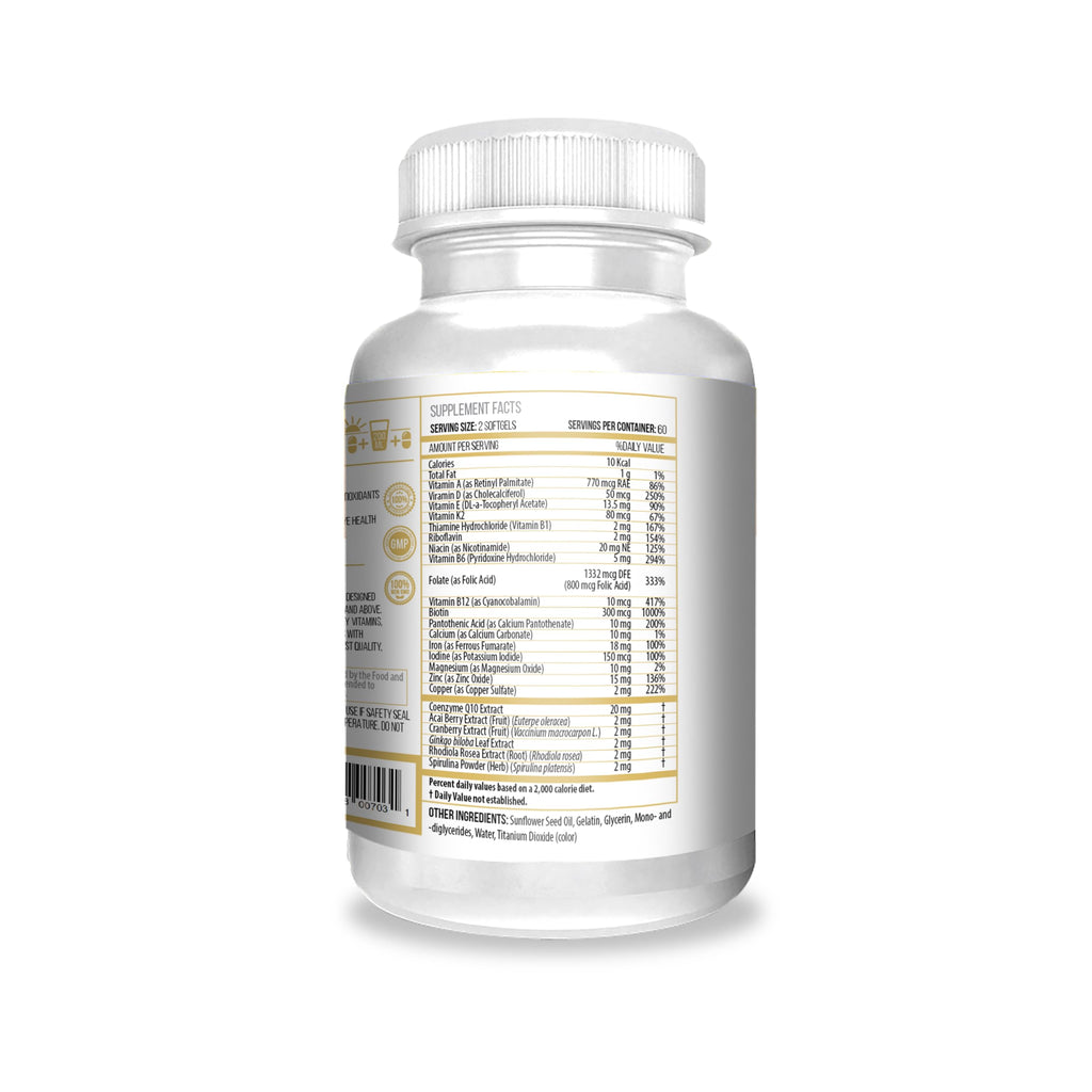 ACTIF Multivitamin for Women Age 60+ with 30 Organic Vitamins and Organic Herbs, Non-GMO, Made in USA, 2-Month Supply