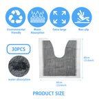 30 Pack Disposable Toilet Mats,Absorbent Toilet Floor Protector Non-Slip Bathroom Potty Training Mats,U Shaped Toilet Mat for Potty Training, Anti-Urine Commode Mat for Children