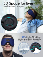 LC-dolida Sleep Headphones, Sleep Mask Bluetooth Wireless Music Eye Mask, Sleeping Headphones for Side Sleepers Sleep Mask with Bluetooth Headphones Ultra-Thin Stereo Speakers Perfect for Sleeping