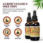 J.CROW'S® Lugol's Solution of Iodine 2% 2 oz (1 Bottle) – Premium Iodine & Potassium Iodide Liquid, Gluten & Alcohol-Free Natural Brine Extract, No Expiration - 1200 Drops