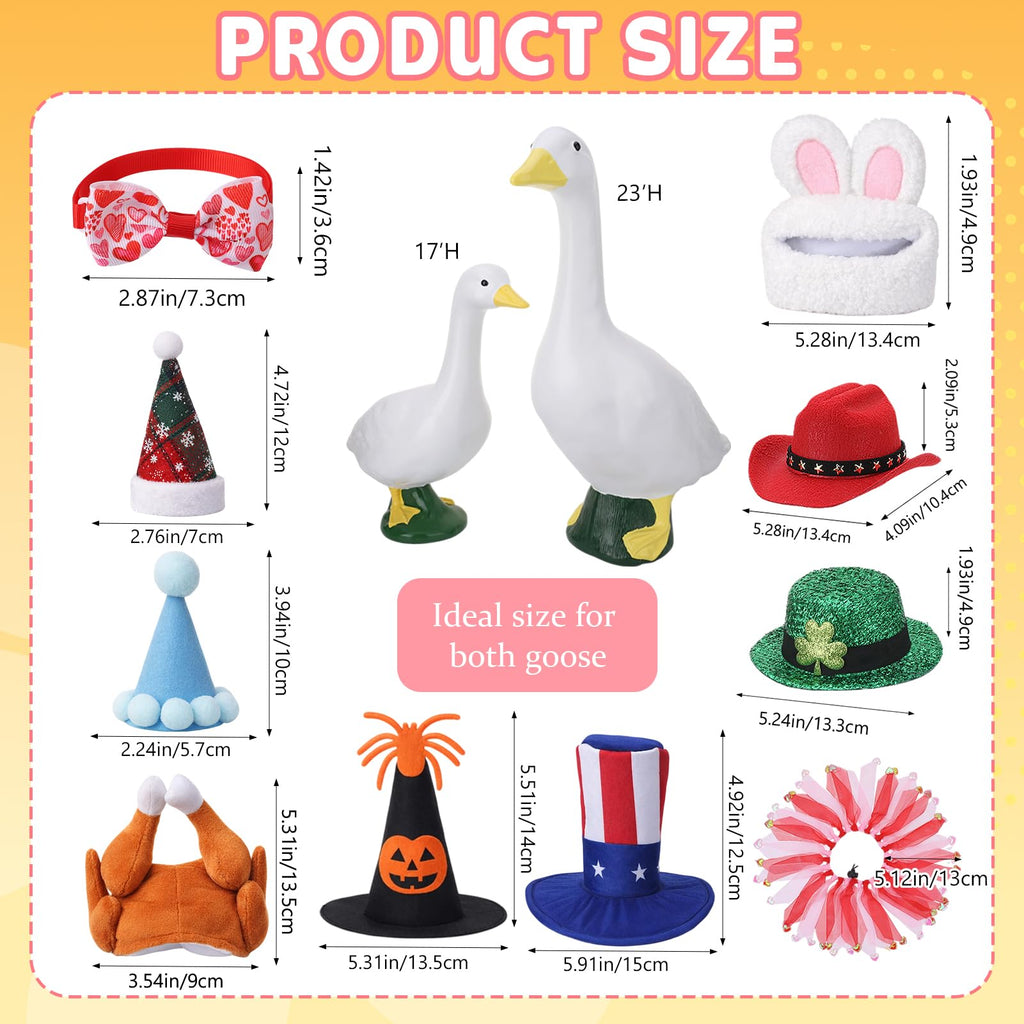 ZhouBoat 8 Set Holiday Goose Outfit 23"/17" Cement Goose Clothes Costume for Porch Garden Yard Decor July 4th Halloween Thanksgiving Christmas Winter Easter Valentine Carnival Patio Yard Lawn