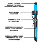 OX Tools 2 Carpenter Pencils Set Pro Tuff Carbon Marking Pencil Mechanical Construction Pencil With 2 Leads Included & Holder & Sharpener Belt Clip
