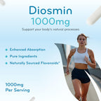 Diosmin 1000mg Circulation and Vein Support Supplement - High Strength Diosmin Varicose Leg Vein Supplement - Vegan Non-GMO & Gluten Free - Formulated in American cGMP Lab (90 Servings)