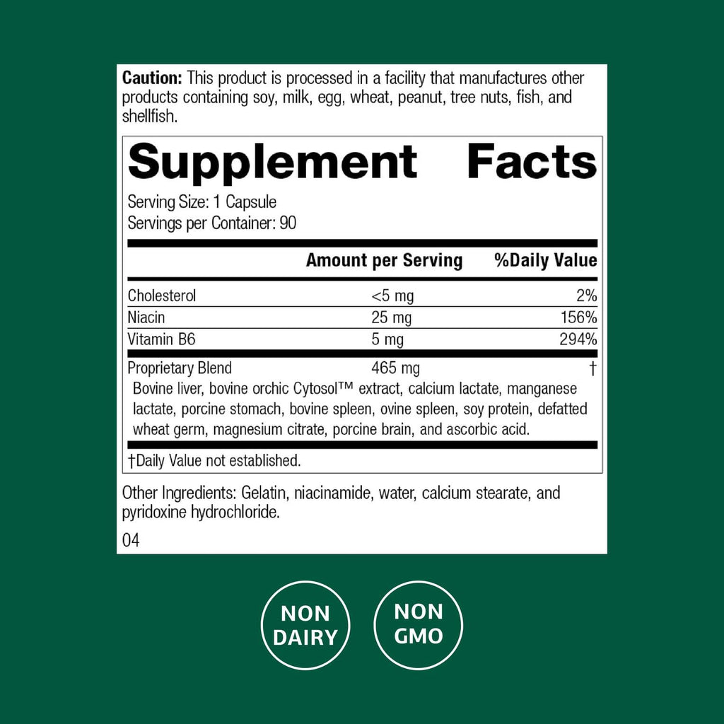 Standard Process Orchex - Nervous System Care Supplement - Excellent Source of Niacin and Vitamin B6 - Non-Dairy & Whole Food-Based - 90 Capsules (90 Servings)
