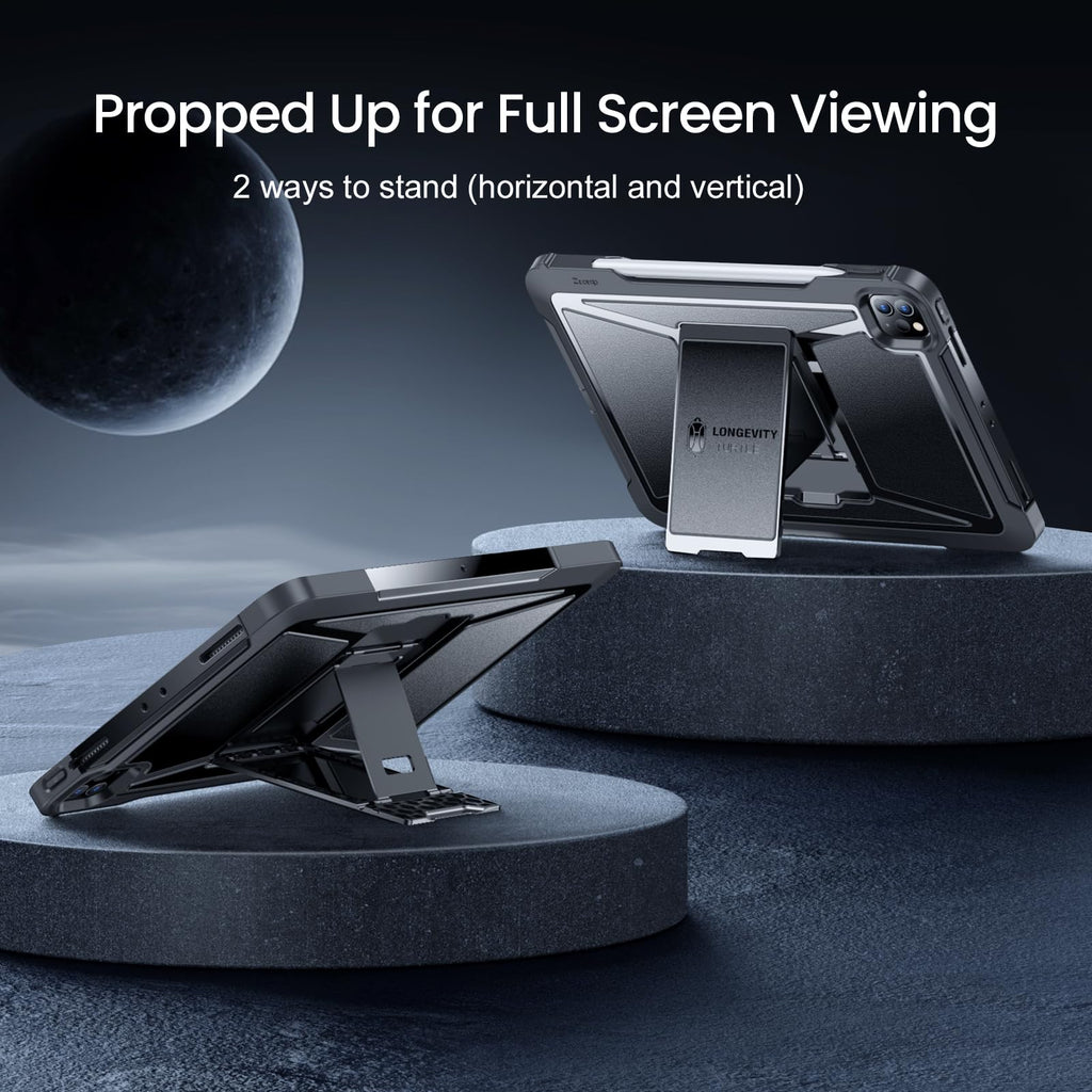 ZtotopCases for iPad Pro 12.9 Case 6th/5th/4th Generation 2022/2021/2020, Full Body Protective Rugged Cover with [Pencil Holder + Screen Protector] for iPad Pro 12.9 Inch 6th/5th/4th Gen, Gray