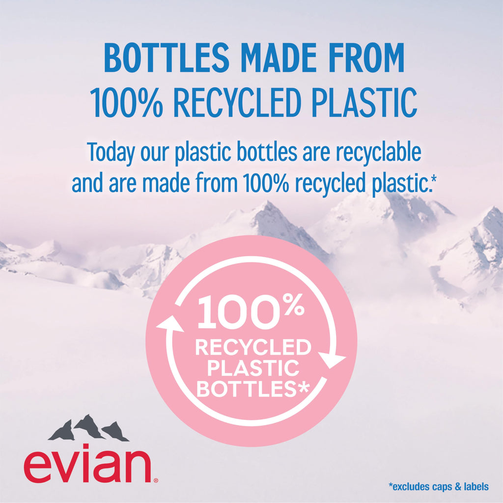 Evian Natural Spring Water (One Case of 12 Individual Bottles, each bottle is 1 liter) Naturally Filtered Spring Water in Large Bottles