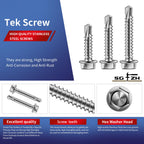 SG TZH #8 x 1/2" Self Drilling Screws (1212Pcs) 4lbs Hex Washer Head 410 Stainless Steel Self Tapping Screws for Metal Sheet Metal Screws with Hex Socket Included