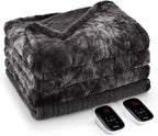 Bearhug Electric Blanket King Size 100"x 90", Dual Controllers Heated Blanket, Reversible Faux Fur & Sherpa, Over-Heat Protect, 10 Heating Levels, ETL, Machine Washable