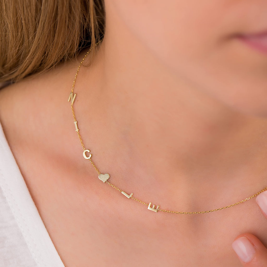 SilveristicJewelry 925 Sterling Silver Sideways Initial Necklace, Custom Letter Name Necklace with Symbol, Personalized Jewelry, Gift for Her, Mother's Day Necklace, Christmas Gift