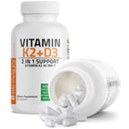Bronson Vitamin K2 D3 (MK7) Supplement Non-GMO Formula Vitamin D3 5000IU (125 mcg) & 90 mcg K2 MK-7, Easy to Swallow D & K Complex, 60 Capsules