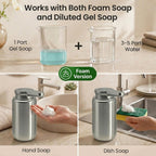 GentleJet WaveJet Automatic Foaming Soap Dispenser Touchless Sensor, USB-C Rechargeable, 304 Stainless Steel, IPX5 Waterproof for Bathroom Kitchen Sink, 12 oz / 350 ml