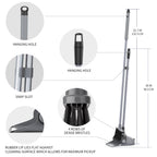 MR.SIGA Broom and Dustpan Set with Adjustable Long Handle, Upright Combo for Floor, Cleaning Lobby, Gray