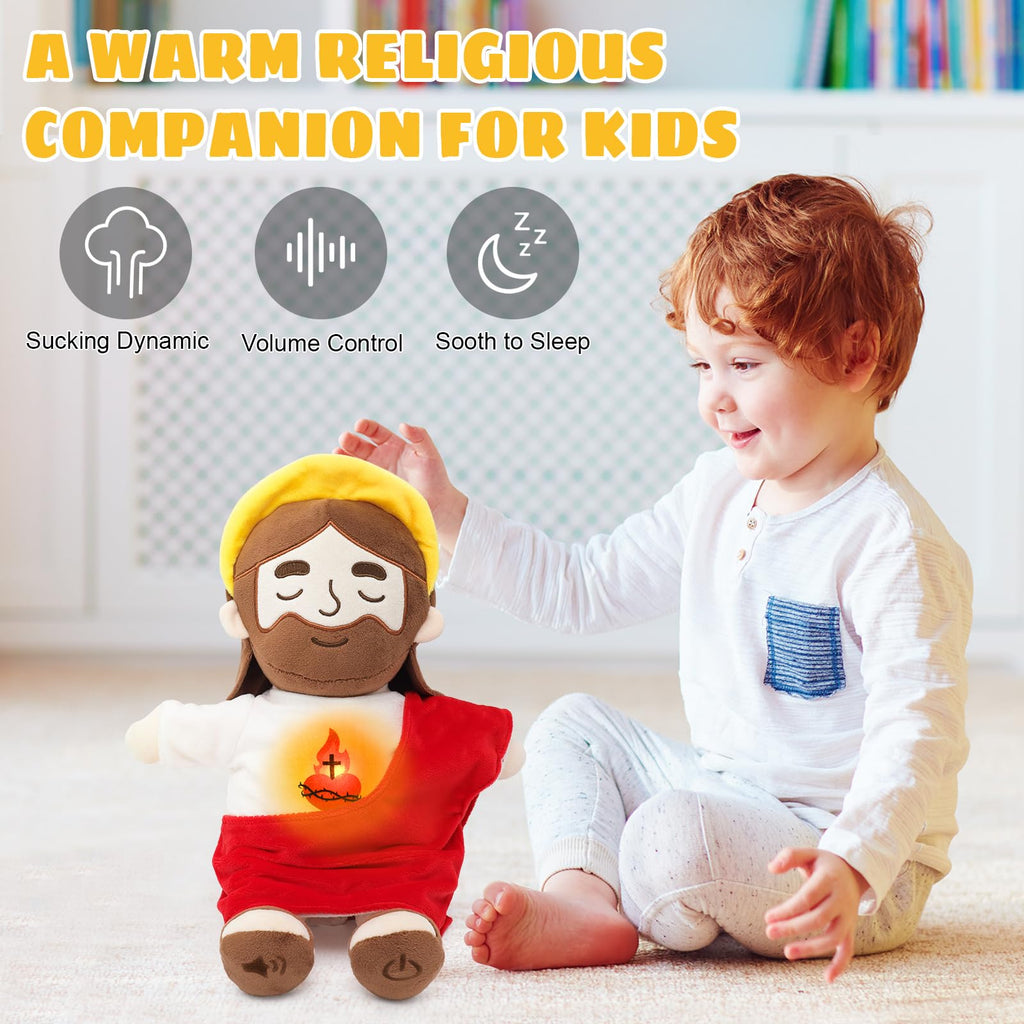 15" Soothing Jesus Plush Toys that Breathes, Light up Plush of God