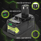 2 Pack Upgrade 8000mAh High Capacity P108 Replacement for Ryobi 18V Battery Lithium ion Compatible with Ryobi 18 Volt Battery P102 P103 P104 P105 P107 P108 P109 P122 Cordless Tool Batteries (Green)