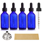 4 Pack 2 oz Glass Dropper Bottles with Measured Dropper - 60ml Dark Blue Tincture Bottles with Calibrated Glass Eye Droppers (1ml) - Leakproof Essential Oils Bottles for Health, Personal Care & Beauty