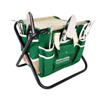 GardenHOME 7-Piece Gardening Tool Set with Folding Stool and Storage Tote Bag, Stainless Steel Garden Tools with Wooden Handles, Garden Kit for Planting, Weeding, Pruning, Yard Work, Gardening Gifts