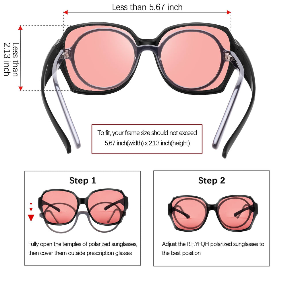 R.F.YFQH 2 Pack Indoor Fluorescent-41 Rose & Outdoor Fluorescent-60 Brown Tinted Fit Over Blue Light Blocking Glasses for Migraine, Light Sensitivity, Photophobia & LED Gaming Computer Glare JF7202