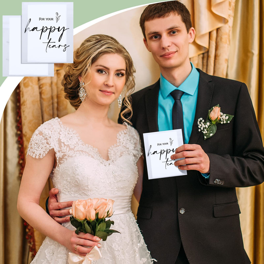 Eaasty 60 Pack Happy Tears Tissue Packs for Wedding 3 Ply Wedding Tissues for Guests Travel Size Bulk Facial Paper Welcome Bag Stuffers Gift Bride Groom Mother