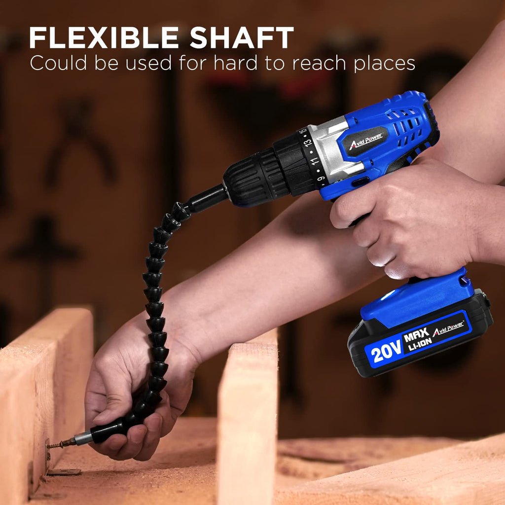 AVID POWER 20V Cordless Drill Set for Home DIY & Beginner Projects - Lightweight Power Drill with Battery Charger & 22 Bits, Variable Speed, 3/8" Keyless Chuck, Ideal for Furniture Assembly (Blue)