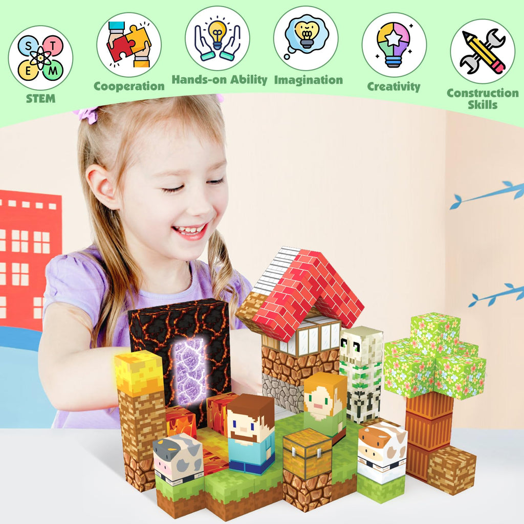 AIDYVOI Magnetic Blocks Building Toys Set, Magnetic Building Blocks Kit Magnet Cubes for Boys Girls Ages 3-8, STEM Sensory Construction Toys for Kids Birthday Christmas