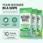 XL Bathing Wipes - Body Wipes for Adults Bathing No Rinse - 10 Pack, 120 Wipes - Disposable Cleansing Cloths for Women, Men & Elderly - W/Aloe - Shower Wipes - Camping & Travel Essentials
