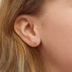 In Season Jewelry Solitaire Simulated Birthstone Kids Earrings - 925 Sterling Silver Hypoallergenic Earrings for Girls with Secure Screw Backs - Safe & Comfortable for Kids & Little Girls, Clear
