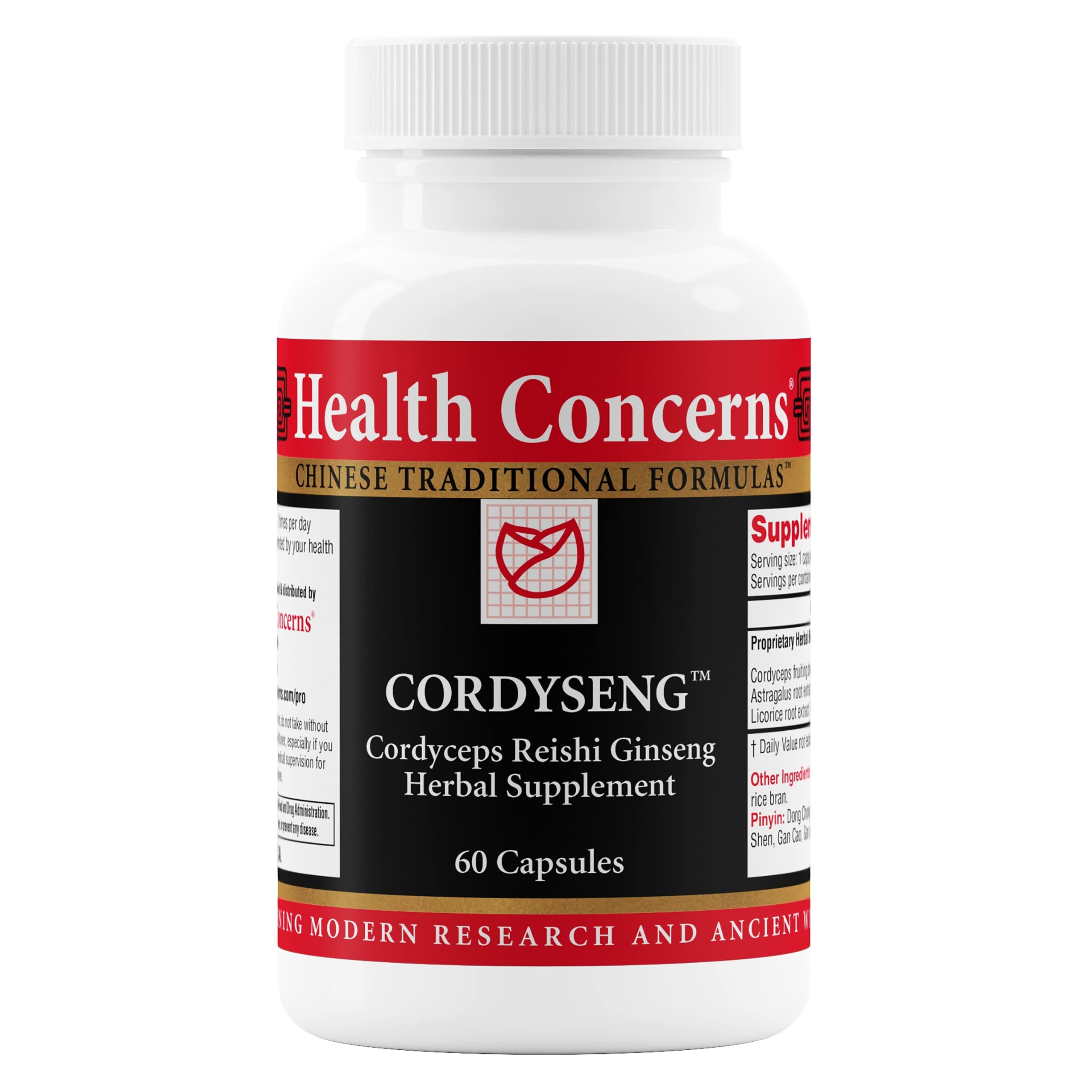Health Concerns CordySeng – Immune System Support Supplement – Cordyceps Reishi Ginseng Astragalus Adaptogen Blend – Traditional Chinese Medicine – Respiratory & Energy Support – 60 Capsules