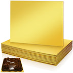 Jingmore 12 Pcs Half Sheet Rectangle Cake Drum Board Greaseproof Rectangle Cake Boards 1/4 Inch Thick Foil Corrugated Plate Drum Base for Desserts Display(14 x 19 Inch,Gold)