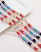 MJartoria Layered Initial Necklaces for Women Trendy, 14K Gold Plated Simple Star Choker Square Letter Pendant Necklace, Colorful Beaded Necklace, Gold Necklaces Jewelry Gifts (K, Gold Plated)