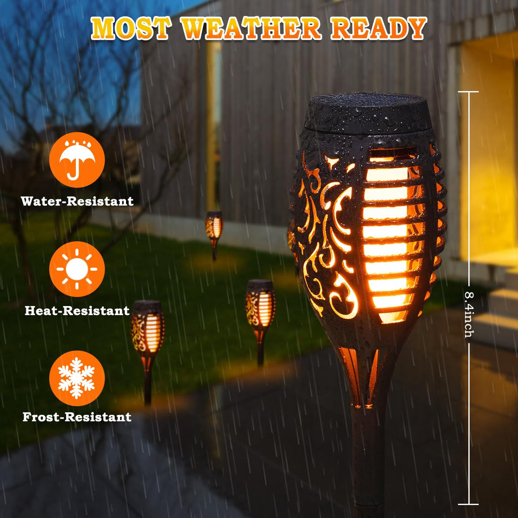 10Pack Solar Torch Light Outdoor Flickering Flame for Halloween Decorations
