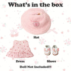 Clothes Compatible with LABUBU Doll – 3PCS Pastoral Style Set, 17cm Doll Clothes Designer Outfit for Sweet Camping Theme, Chic Stylish Accessories for Labubu, No Doll (Cherry Picnic Dress) ﻿