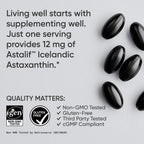 Sports Research® Triple Strength Astaxanthin 12mg w/Organic Coconut Oil - Antioxidant Supplement for Skin & Eye Health Support* - Soy Free · Non-GMO · Gluten Free - 60 Softgels