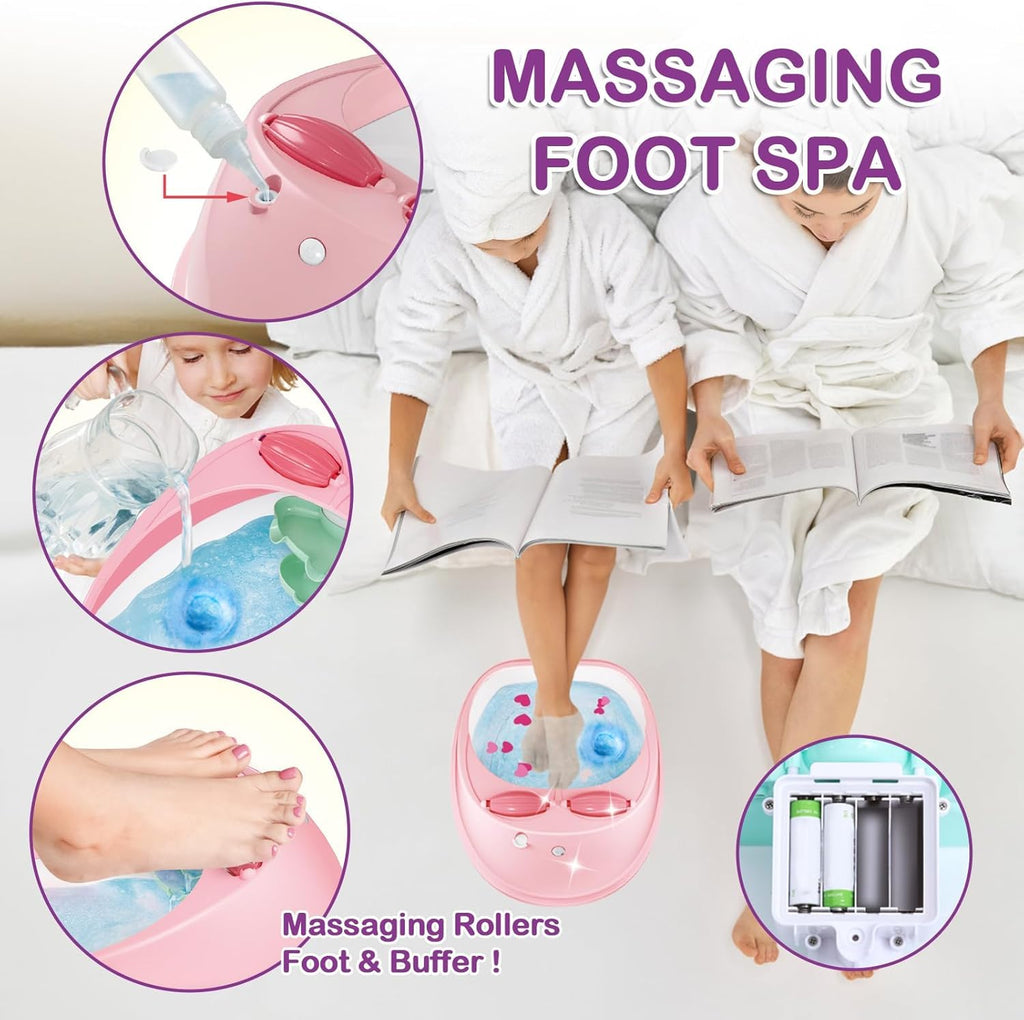 Kids Foot Spa Kit for Girls Ages 6-12, Nail Art Set, Birthday Gift